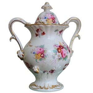 Coalport Bone China Floral Potpourri Jar V8010‎ Gilded Twin Handle Made England